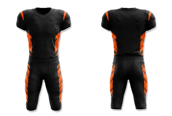 Ghost mannequin photograph of the Brush stroke Geometric side panel custom jersey design, front and back views side by side