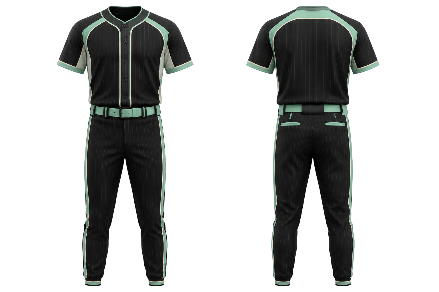 Obsidian Black Retro Micro Stripe With Modern Panel Breaks Baseball Heritage Alternate Uniform combined front and back custom uniform design