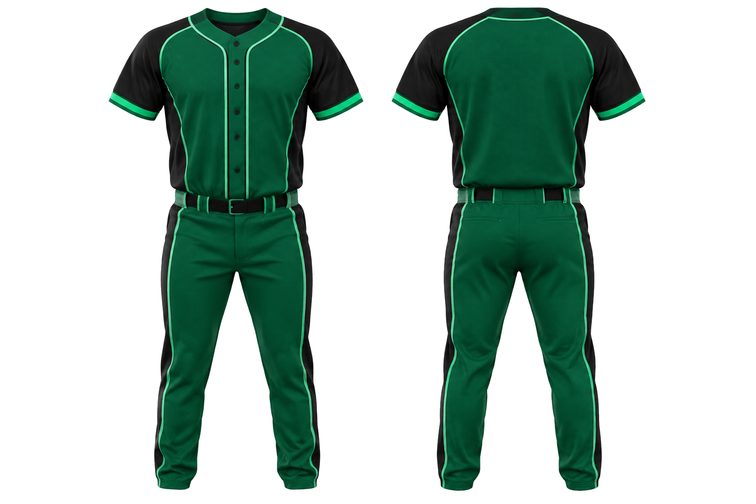 Emerald Clean Split Body Color Architecture Baseball Youth Or Fitted Diamond Uniform combined front and back custom uniform design