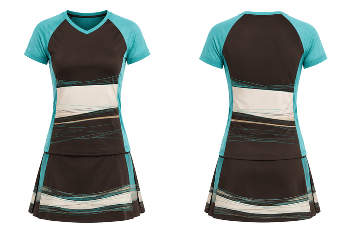 Front and back view of dark chocolate layered horizon bands racket sports women's or youth racket kit